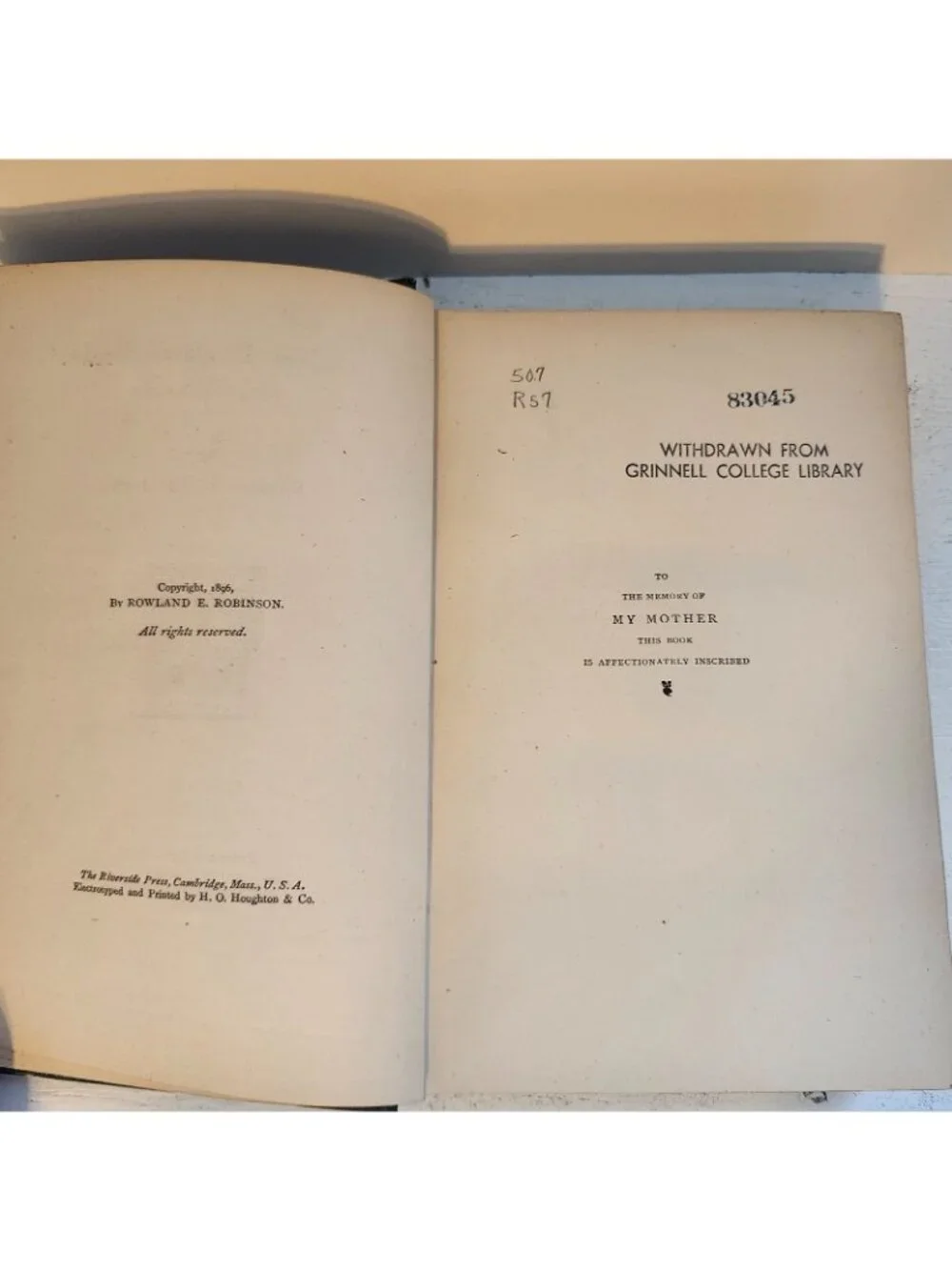 1896 1st Ed. In New England Fields and Woods Rowland Robinson Antique HC